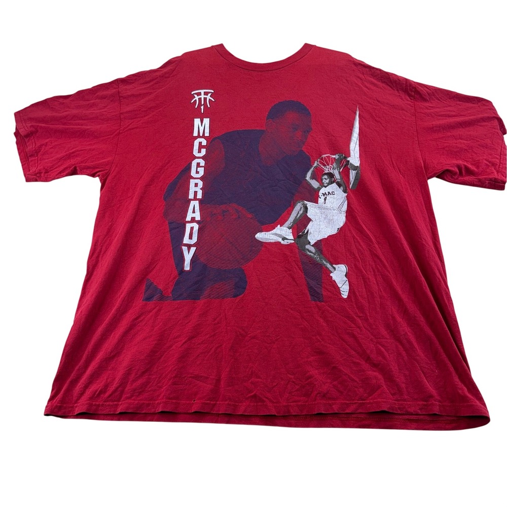 Adidas T-Shirt Men 2XL Red Tracy McGrady T-Mac Graphic Hoops Vintage Distressed